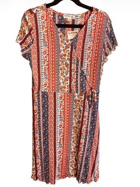Eyeshadow Faux Floral Wrap Boho Dress NWT Size 10
